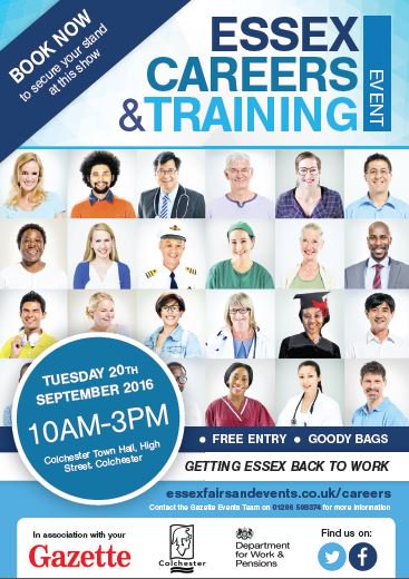 Tuesday, #Colchester Town Hall Hall - #jobs and #training courses on offer at the #Essex Careers &amp; Training Event!