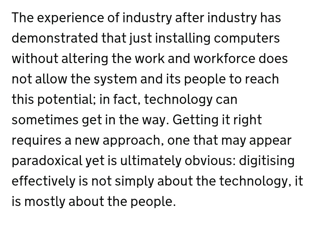 The paragraph to be applied to all #digitaltransformation. People not #tech. #fow Report: gov.uk/government/pub…