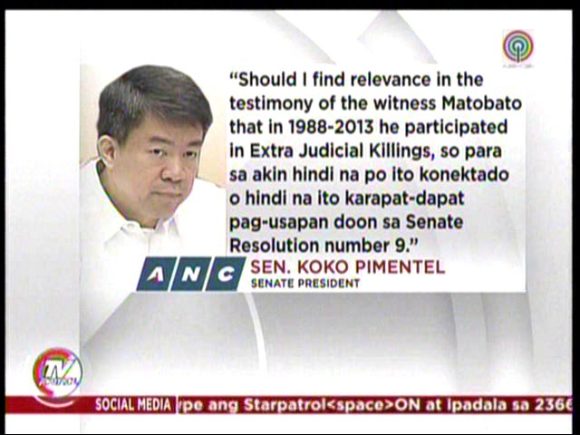 TVPatrol's tweet photo. #TVPatrol Hiling na ilagay sa kustodiya ng Senado si Matobato, tinanggihan ni Senate Pres. Pimentel I @adrianayalin https://t.co/K0deCWUdvS