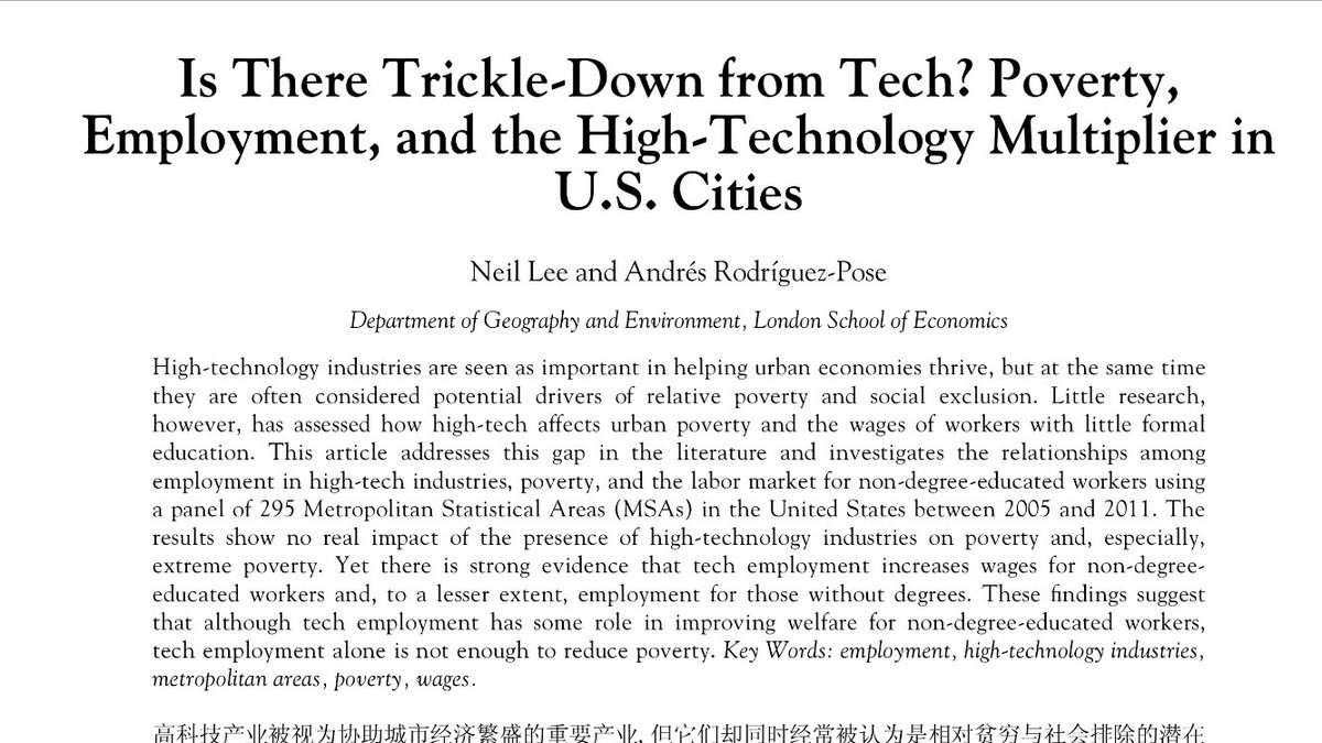 ndrlee's tweet image. Does tech reduce poverty? My paper with Rodriguez-Pose now a free working paper here: ideas.repec.org/p/egu/wpaper/1…
