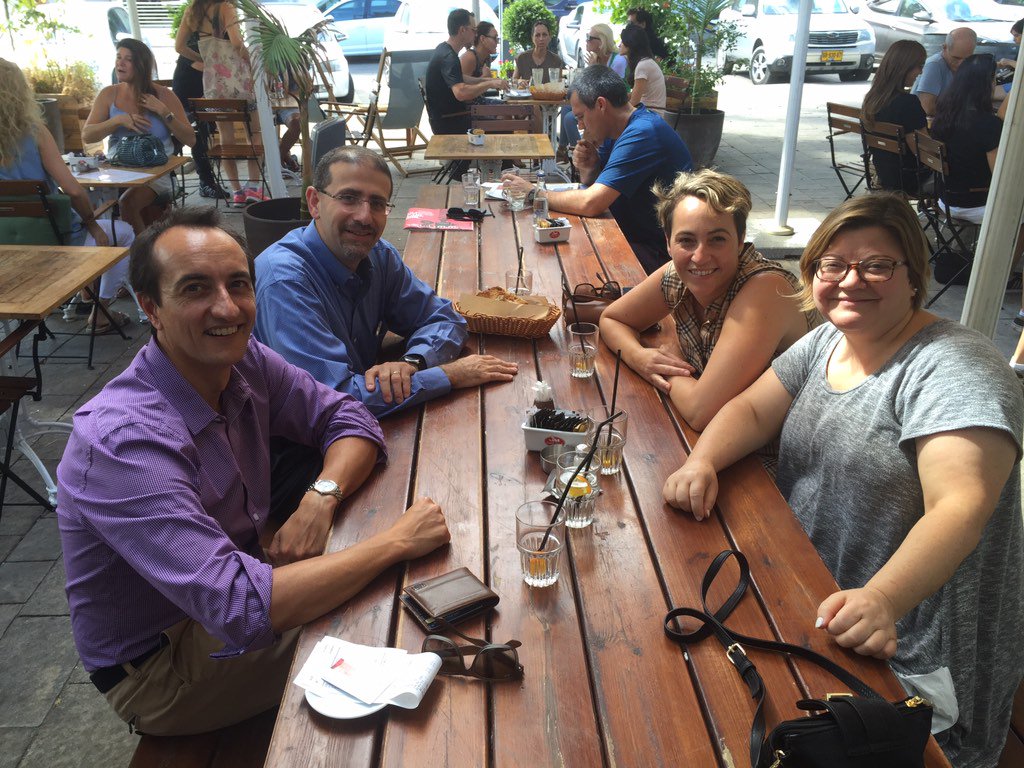 AusAmbIsrael's tweet photo. Catching up with good friends @AmbShapiro @JulieFisher4 over tasty Israeli breakfast at our local cafe. https://t.co/P3st4rcVQf