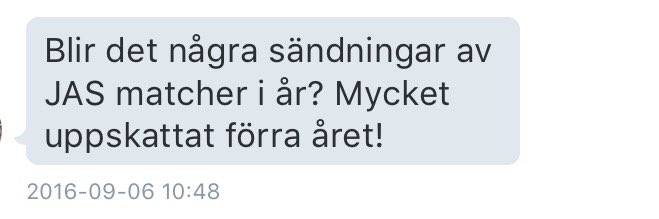 Alltid kul att vara uppskattade! Självklart så sänder vi JAS även detta år och hoppas att alla ni är med oss!