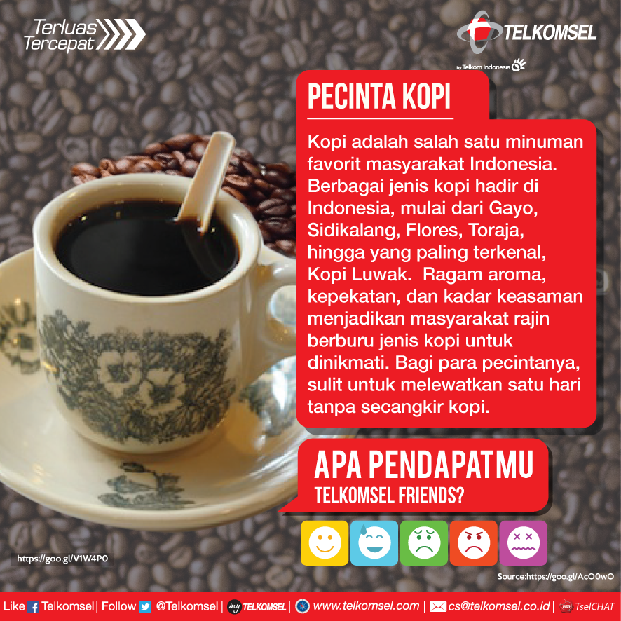 Apa kamu termasuk salah satu pecinta kopi, Telkomsel friends? Lebih suka kopi hitam atau kopi susu? #TselTrend