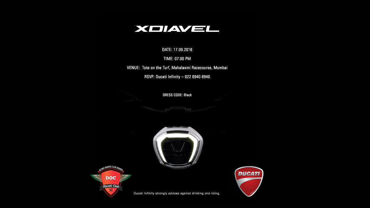 DesmoMumbai's tweet photo. Ride with @DesmoMumbai to the @DucatiMotor Xdiavel Launch #LIVE At  @Toteontheturf, tmrw 7pm.https://t.co/lEUcyp1u9d https://t.co/1EdvvYLl46