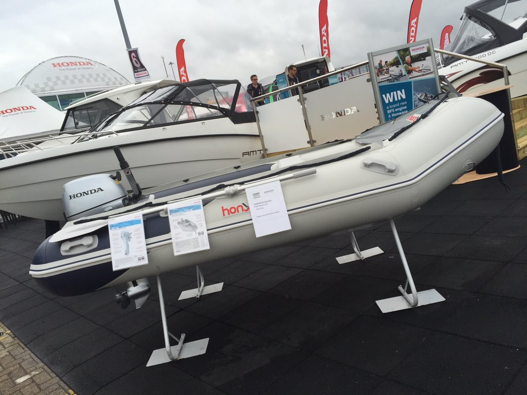 HondaUKPower's tweet photo. Heading to @SotonBoatShow? You could win a #BF5 outboard and #Honwave package. Visit us on stand C066 to enter! https://t.co/QMIW70bXhn