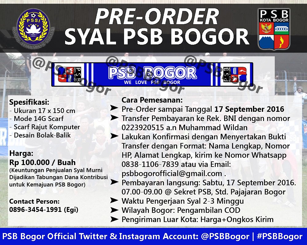Pembayaran offline. Sabtu 17/09/16 @ Std. Pajajaran jam 7-9 pagi. Yuk diorder. #PSBBogor <a href="/BaladPSB/">Balad PSB</a> <a href="/Bogor_Pride/">bogorpride</a>