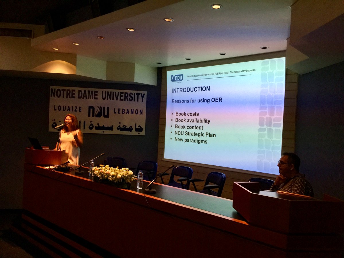 ccarabworld's tweet photo. Day 2 @ndu_louaize #OER event: Student Attitudes Toward the Use of OER: Survey Results of the ENL 213 Pilot Project https://t.co/4d77YQ8qHU