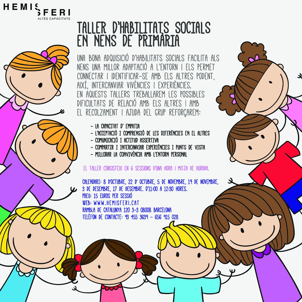 Nou taller Hemisferi: "Habilitats Socials en Nens de Primària" #AltesCapacitats #AACC