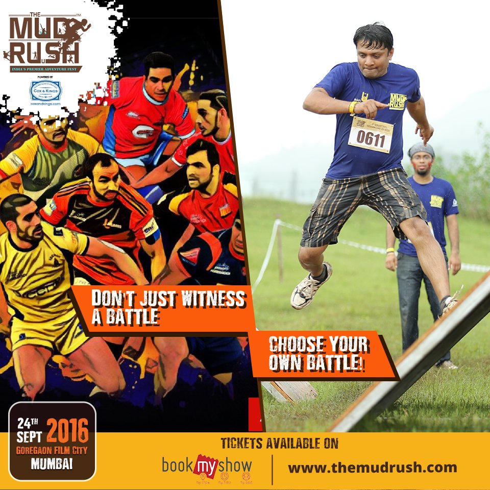 TheMudRush's tweet photo. Move on with Kabaddi because #TheMudRush2016 gives you the chance to battle &amp; enjoy in a pool of mud! #BeLookedAt https://t.co/K3soSZeAYV