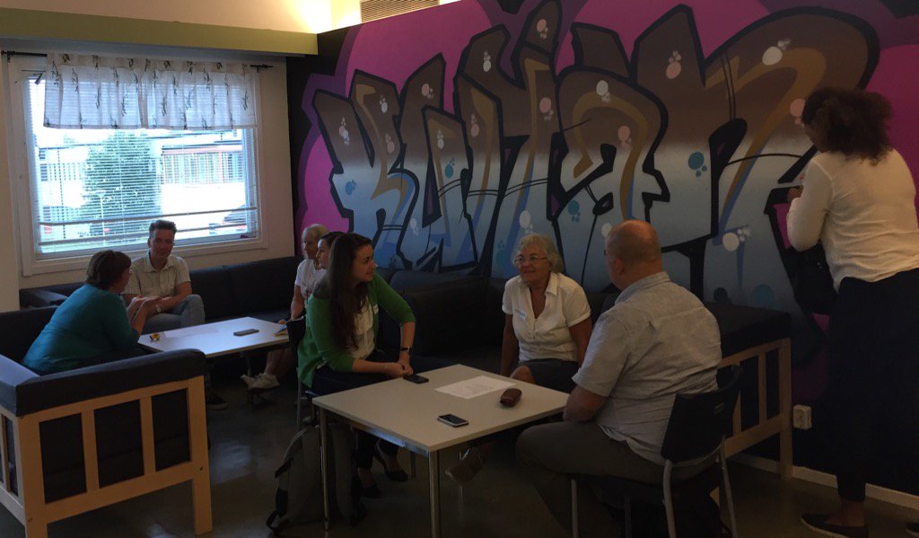 KWimbles's tweet photo. Discussions & connections continue at Gothenburg #LearningVillage with Appreciative Inquiry #SCWF2016 Inspiring. https://t.co/0b0Bi23EJs