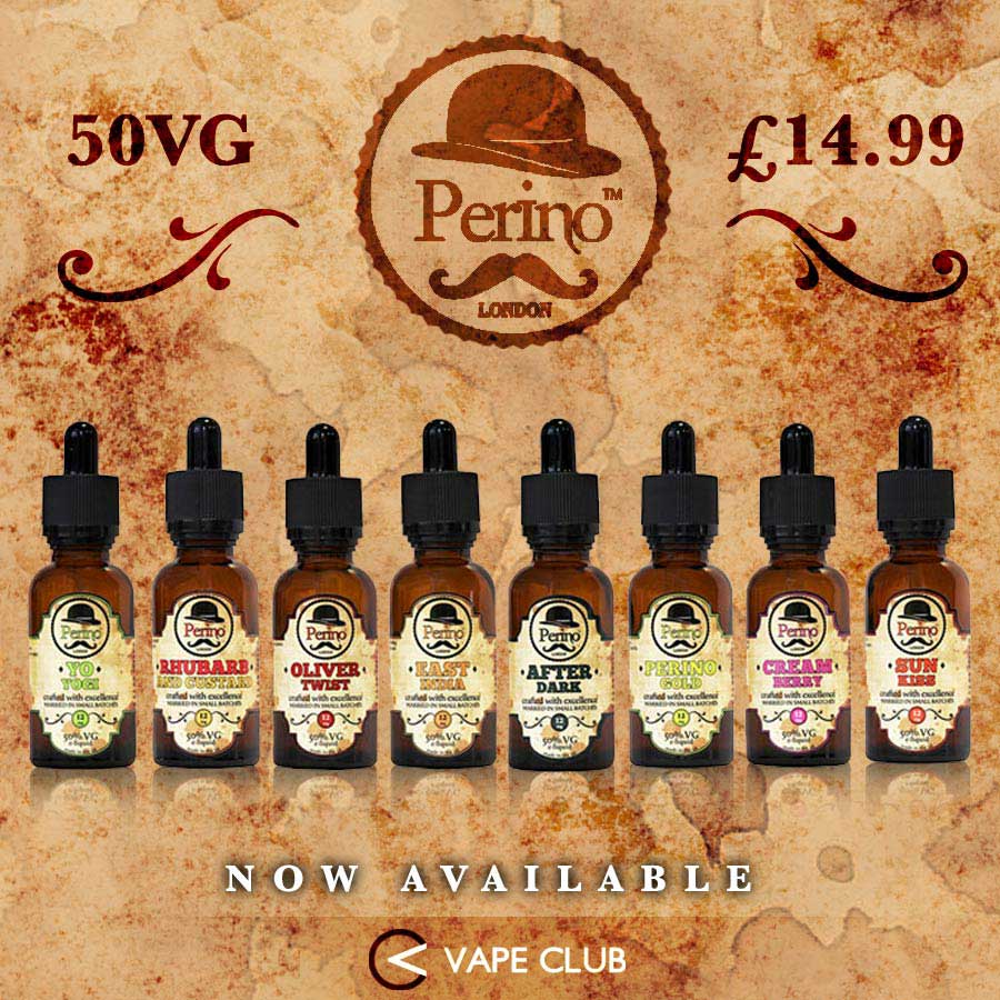 vapeclub's tweet photo. @PerinoLondon eLiquids - Now Available!
https://t.co/jNO06eVPKe
#vapeclub #vapeuk #ecig #perino https://t.co/7fbUvlxkdB