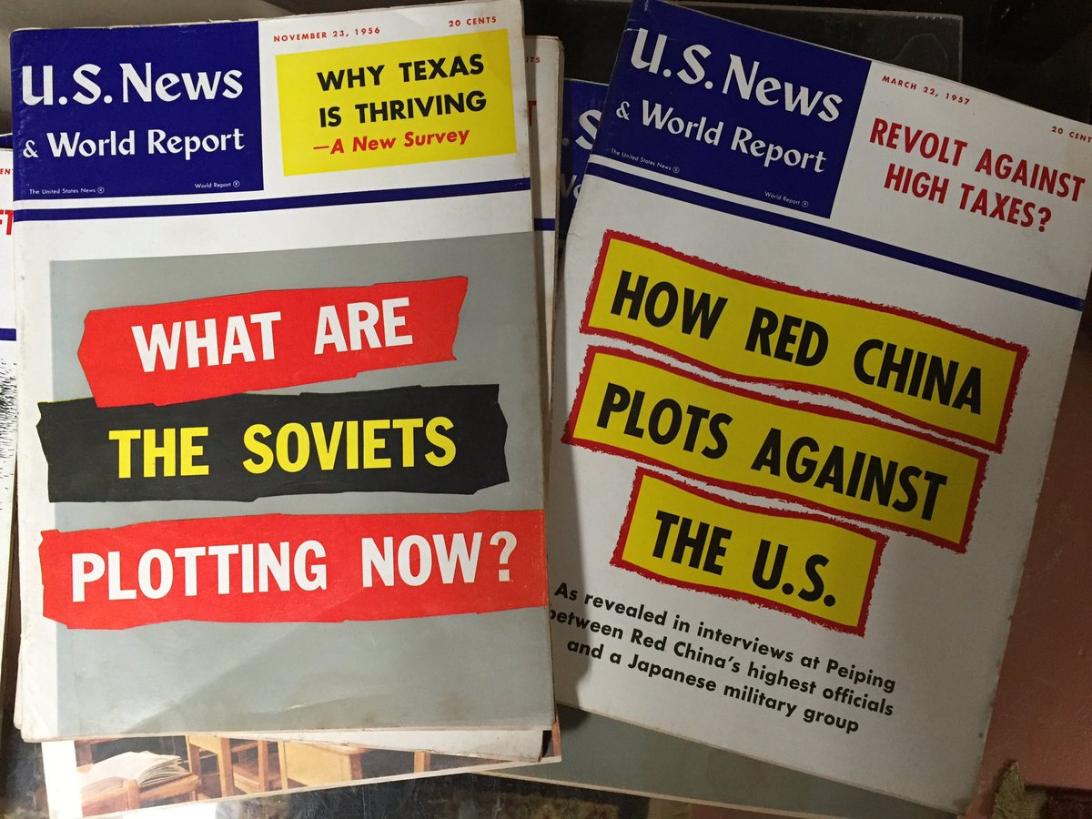 SamPhotoRoberts's tweet photo. 1956 &amp; 1957 US News &amp; World Report magazines at Textile Heritage Museum in Glencoe https://t.co/n9MgtJDOvd