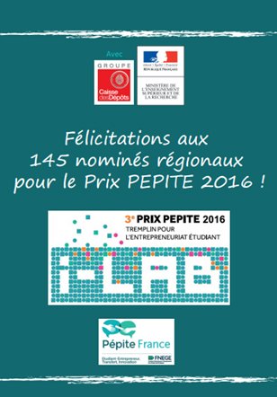 PepiteFrance's tweet photo. Félicitations au 145 nominés régionaux pour le Prix PEPITE 2016 ! Découvrez les projets --> https://t.co/uTmqqXINcl https://t.co/aDghAmhdiR