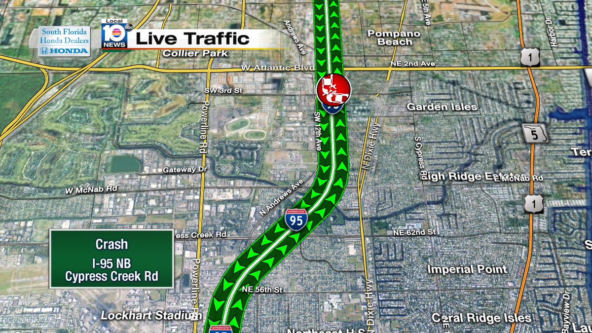 New crash; same spot. I-95 NB at Cypress Creek Rd. #traffic https://t.co/VDfHHsrx8U
