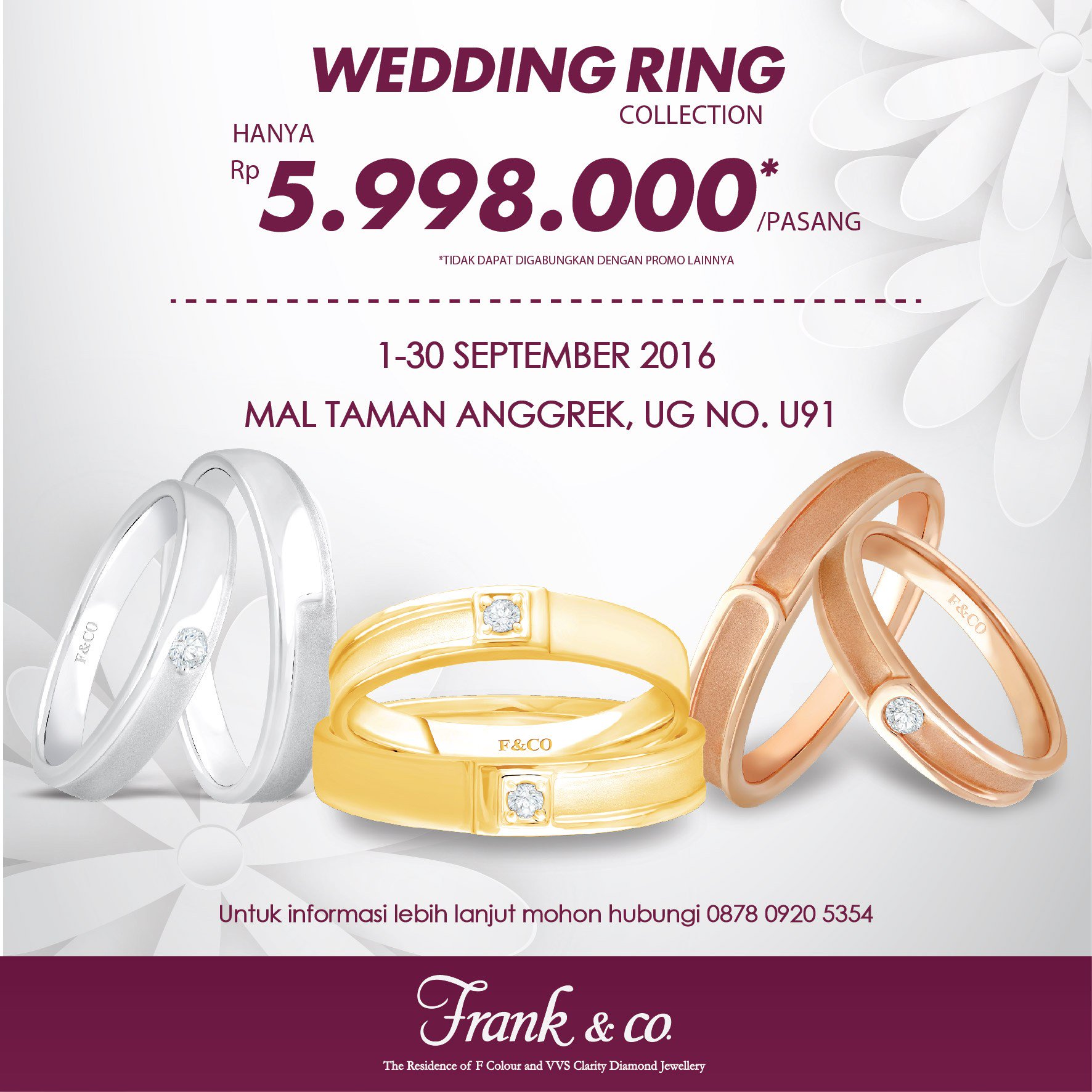 Mal Taman Anggrek On Twitter Wedding Ring Collection By Frank Amp Co Best Price From Franknco Promo Until Sept 31 Https T Co Xumsexm4a3 Twitter