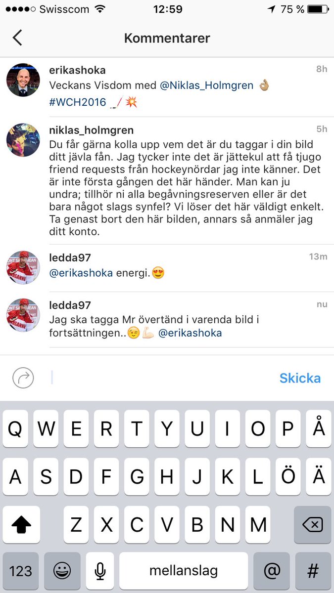 En av världens mest kärleksfulla &amp; passionerade människor  <a href="/ErikGranqvist/">Erik Granqvist</a>  taggar fel <a href="/Niklas_Holmgren/">Niklas Holmgren</a>😂🙈🙊