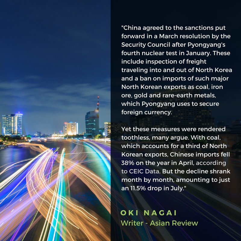 CEICData1's tweet photo. CEIC in the #Asian Review: #China accused of undermining North Korean sanctions https://t.co/eRZKYCsmUC
#ceicdata https://t.co/gqbCzDMhtH