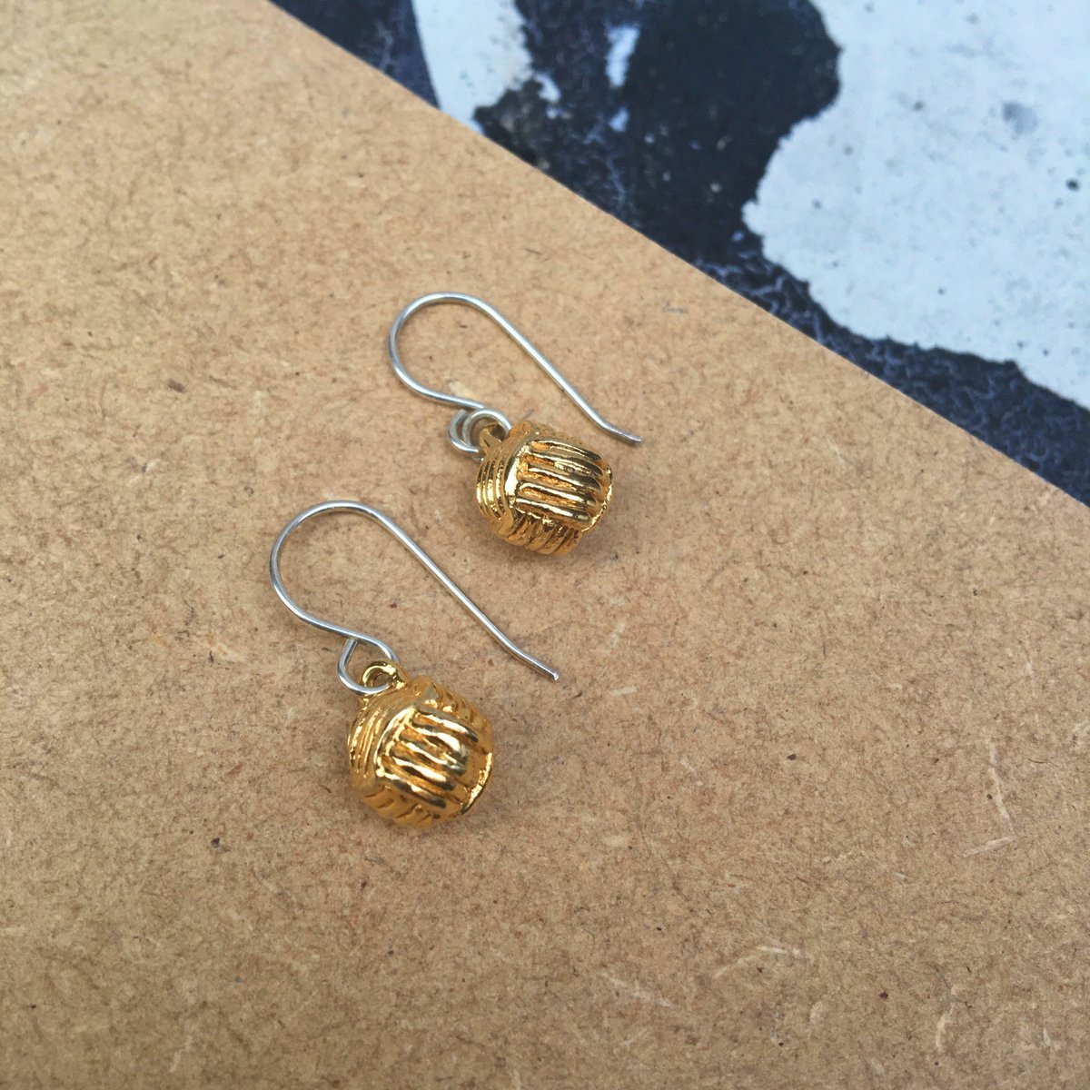 Glorious golden ball knot drops to suspend from your lovely lobes!