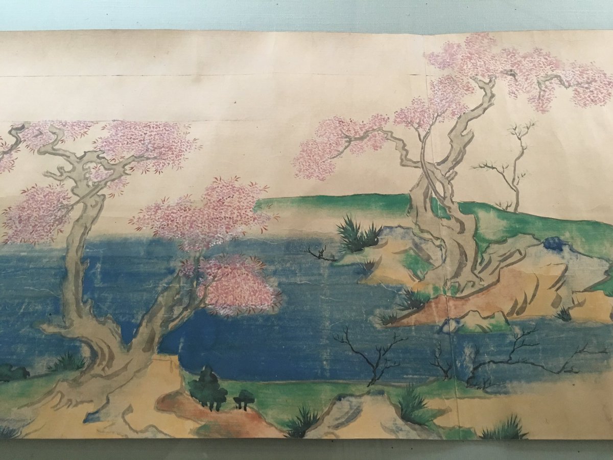 狩野山雪の流水花卉図屏風は四角いマスに144の草花が描き分けられた