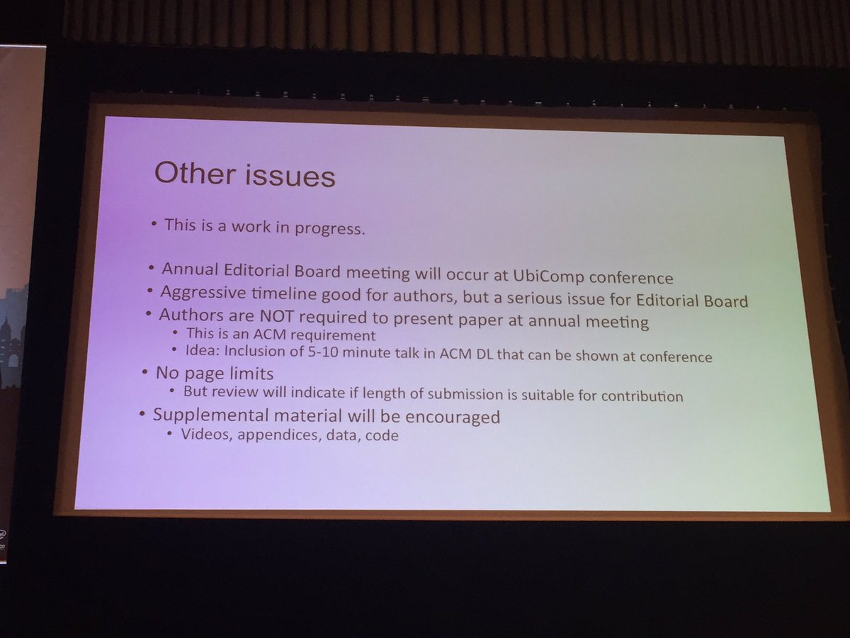 mircomusolesi's tweet photo. The review process is the classic one for journals. Review process in 1+6 months. No page limits. #ubicomp2016 https://t.co/cdVx6U7eez