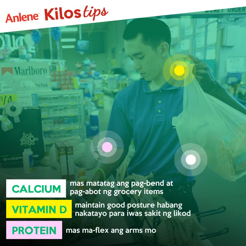 AnleneMovePH's tweet photo. Mababanat ang muscles mo pag nagbabag ng groceries. Magstretch muna at wag kalimutang uminom ng Anlene. #TodoKilos https://t.co/9F68ChyAPL