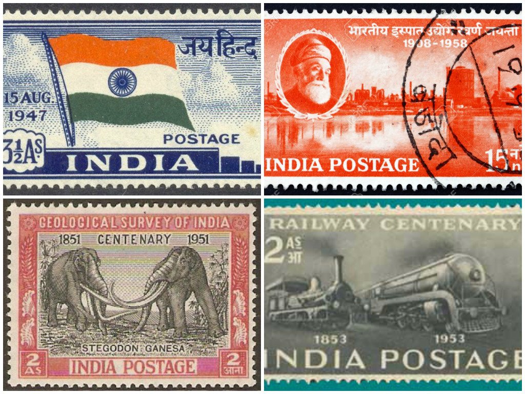 IndiaCultureLab's tweet photo. Stamps have been released to mark important events in history. Here are some iconic Indian stamps! #FlashbackIndia https://t.co/wUky1yxZf3