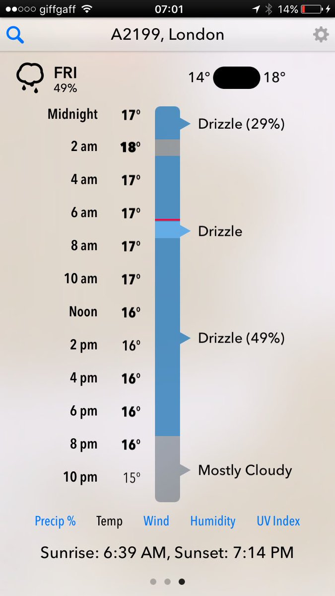 rhowells's tweet photo. @DarkSkyApp the current weather I had this morning was drizzle, light, heavy depending on where I looked. https://t.co/38IGDzGbL9