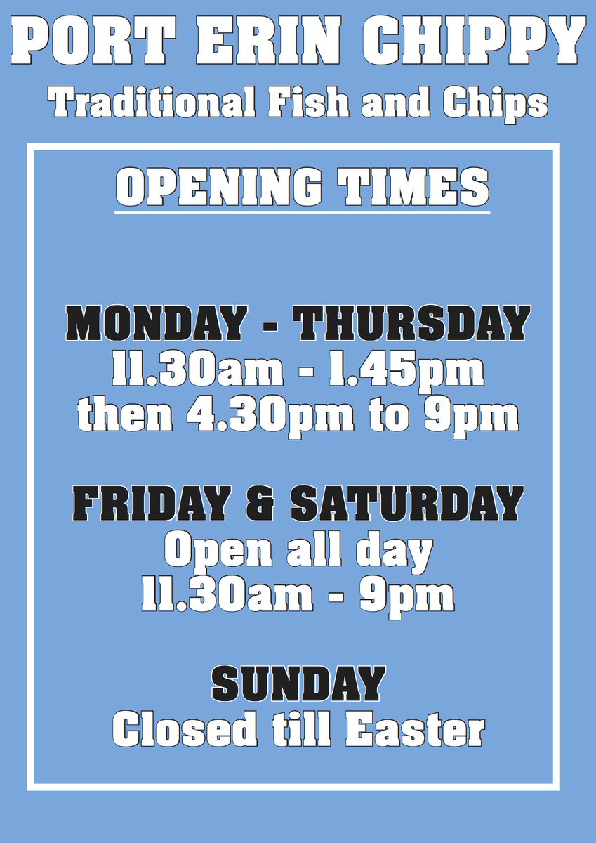 NOW BACK OPEN <a href="/porterinchippy1/">Port Erin Chippy</a> just in time for Friday Lunch and Tea #iom <a href="/iomfoodanddrink/">IOM Food & Drink</a> @ManxRadioNews