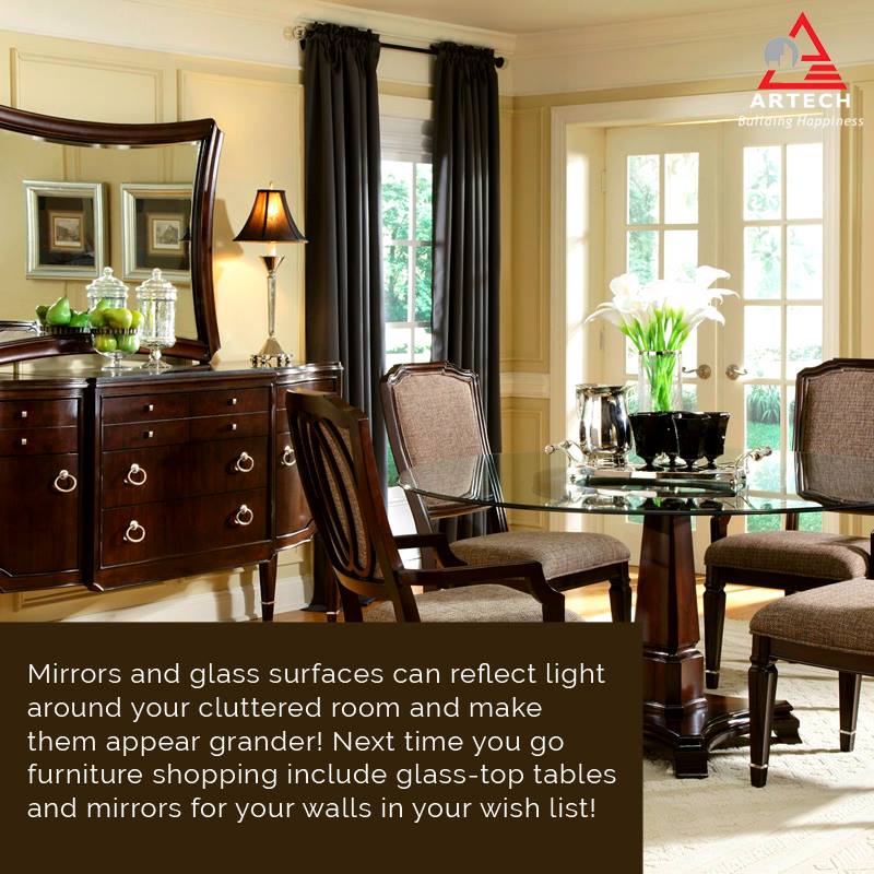 ArtechRealtors's tweet image. Struggling with limited space in your apartments? Put mirrors and glass surfaces to best use! #Interiors #Artech