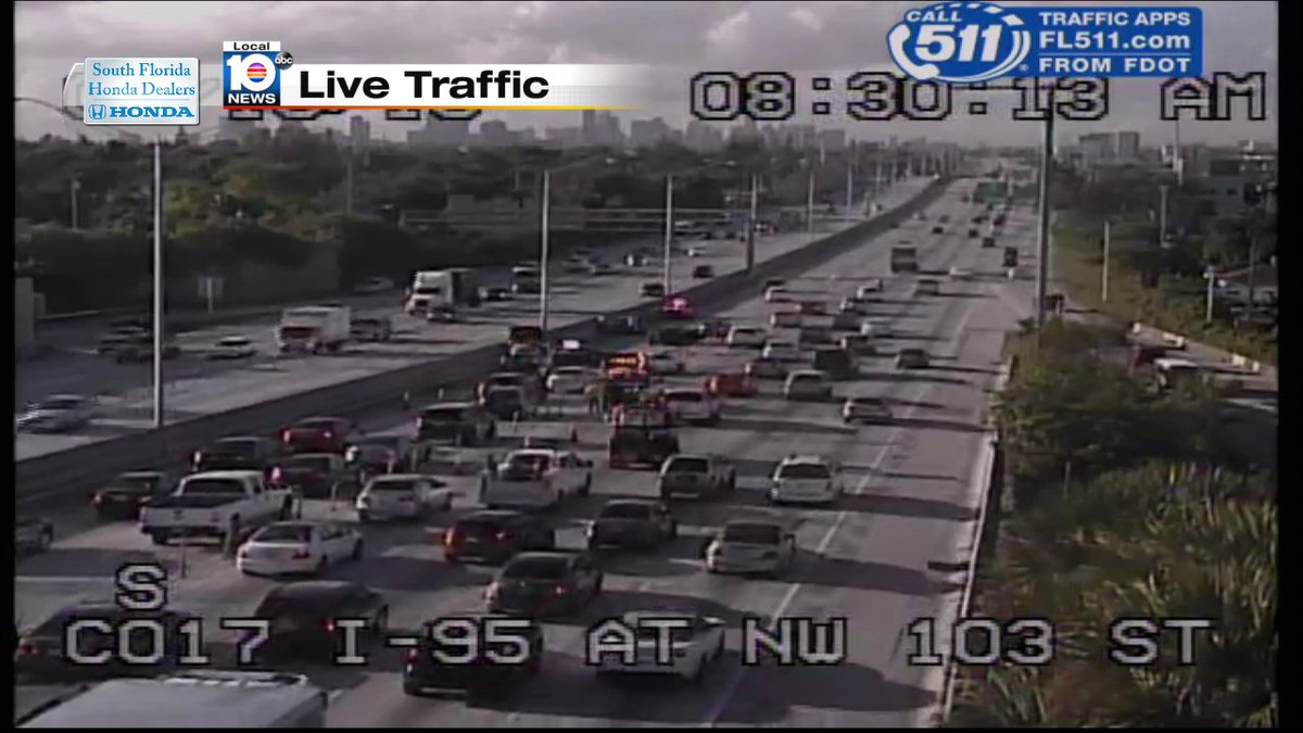 Crash on I-95 SB Express at NW 103rd St Express Lanes blocked #traffic #miami https://t.co/iv4wbH7hug