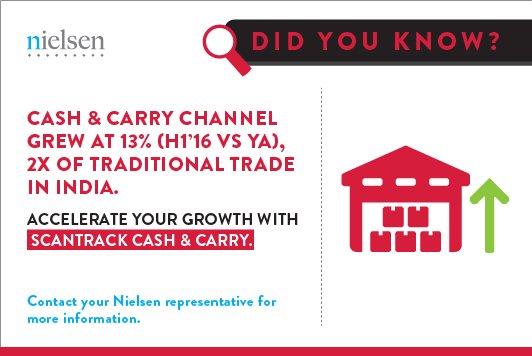 NielsenIndia's tweet photo. The Cash &amp; Carry channel grew 2X of Traditional Trade in India. Are you leveraging the channel? #wholesale #fmcg https://t.co/AEAr5SsZjM