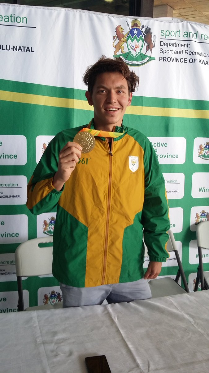 kingshakaint's tweet photo. Welcome back and congratulations Kevin Pau on winning the gold for SA #IOLYMPICS https://t.co/OwJBqsVIet