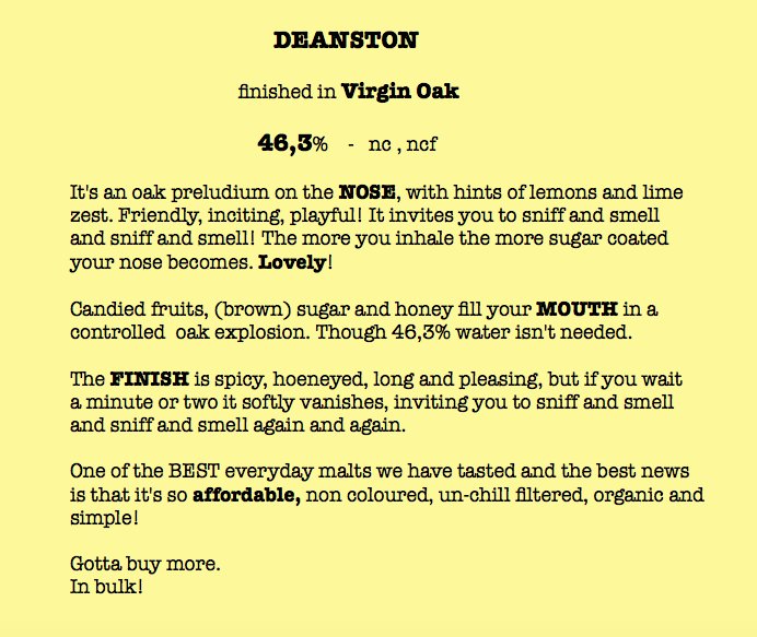 First on the #AxingCorner: #Deanston Virgin Oak.
Delicious and very affordable. Must buy more!
<a href="/deanstonmalt/">Deanston Distillery</a>
