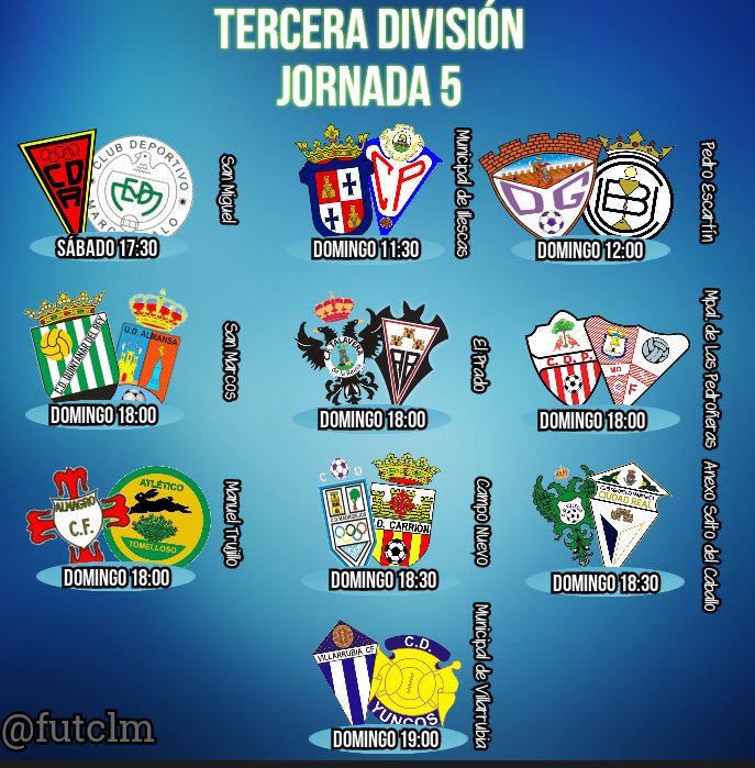 ⏰ Horarios Tercera División | Jornada 5: