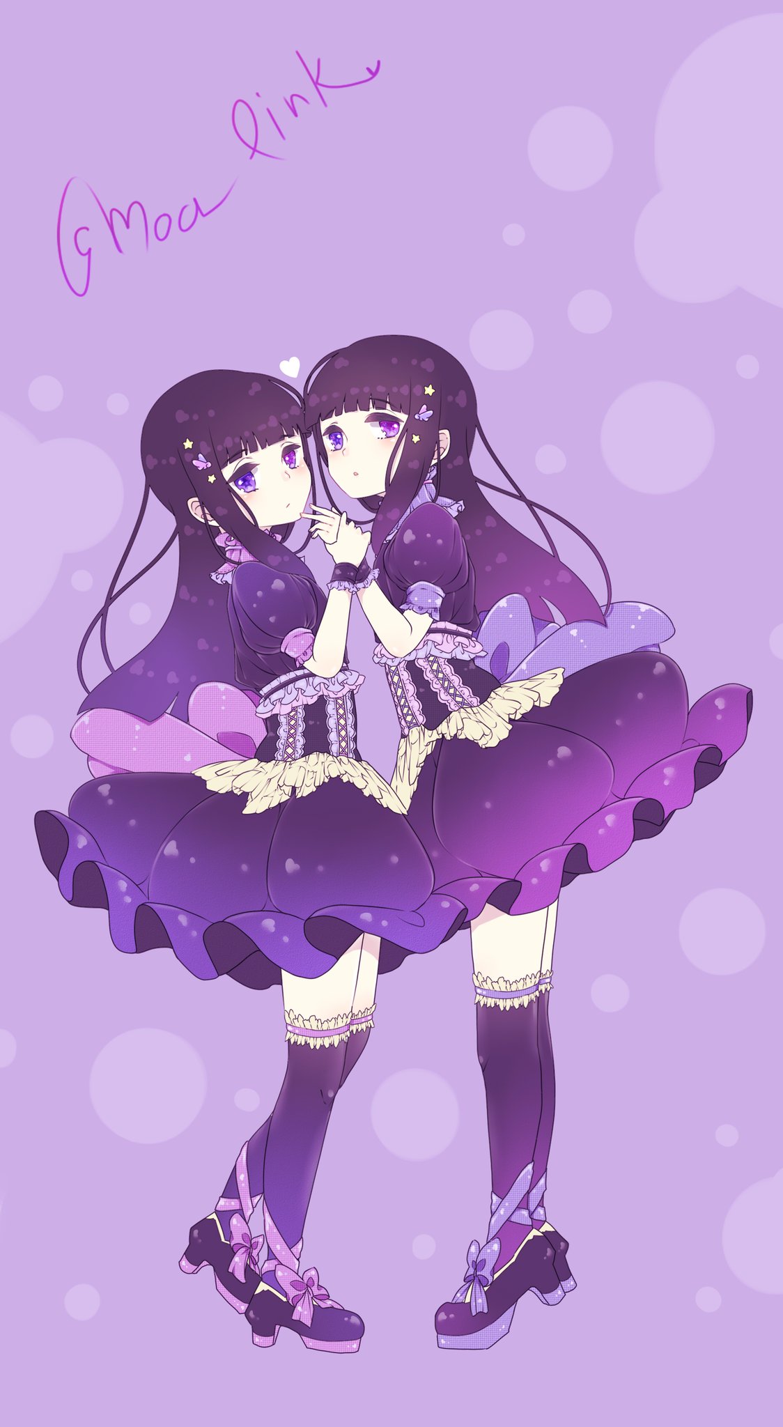 桃杏の絵垢 御用は本垢へ キャス長い時間までお付き合い頂き有難うございました とても楽しかったです お疲れ様でした ロック画面 ヘッダー ペアアイコン等にドウゾ ᵕ フリーアイコン 女の子 双子 ゆめかわいい T