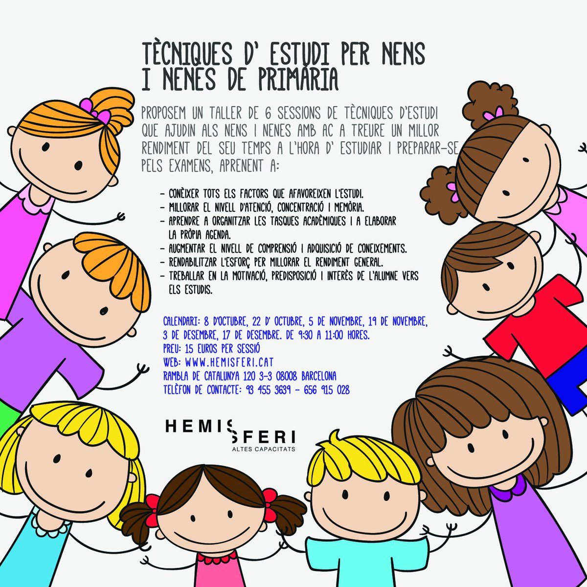 Nous cursos Hemisferi: Tècniques d'estudi per a nens i nenes de primària. #altescapacitats #AACC
