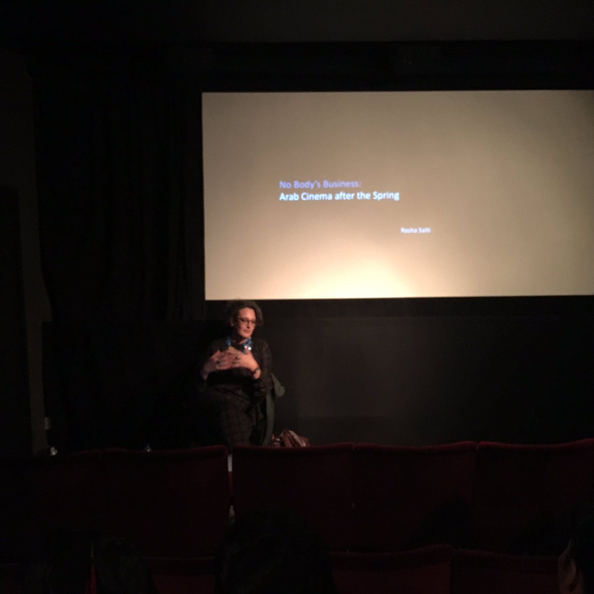 NadiaElSebai1's tweet photo. Trouble in Mind: Cinema After the Spring. Talk by @rashasalti begins as part of #Safar2016 @ArabBritishCent https://t.co/CMBreor4wm
