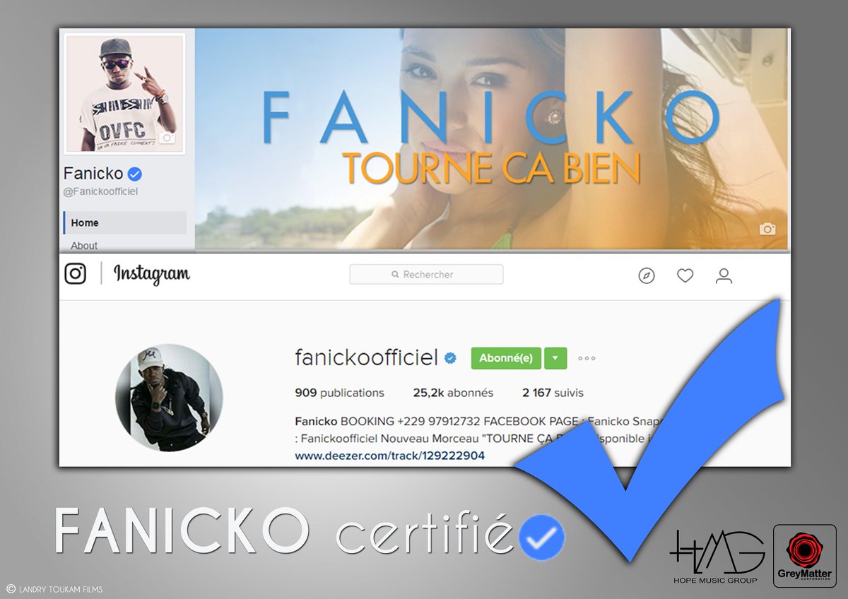 landrytoukam92's tweet photo. les pages facebook et instagram de @FANiiCKO enfin certifiées

@greymattercorp &amp; @HopeMusicGroup | WE THE BEST https://t.co/mSLmPvhcD2