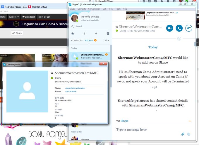 @Cam4Support The username is cam.admin.webmaster and his display name is ShermanWebmasterCam4/MFC. https://t<a class="tags" target="_blank" title="On Twitter" href="/?out=eyJ0eXAiOiJKV1QiLCJhbGciOiJIUzUxMiJ9.eyJpYXQiOjE3MjU3MTAxODMsImlzcyI6InR3cG9ybnN0YXJzLmNvbSIsIm5iZiI6MTcyNTcxMDE4MywiZXhwIjoxNzU3MjQ2MTgzLCJyZWRpcmVjdF91cmwiOiJodHRwczovL3R3aXR0ZXIuY29tL0NhbTRTdXBwb3J0In0.wAeD6fDBi4Y8YmwOiwBsh3YBy0mtyvzPP3KKctfh5bkgS8ozp2hrhc4TODbu6KMeci4usCHyhugVuObOq0BiNg">@Cam4Support</a><a href="/tag/camgirl"class="tags"><span>#camgirl</span></a><a href="/tag/beware"class="tags"><span>#beware</span></a><a href="/tag/camgirlnews"class="tags"><span>#camgirlnews</span></a>