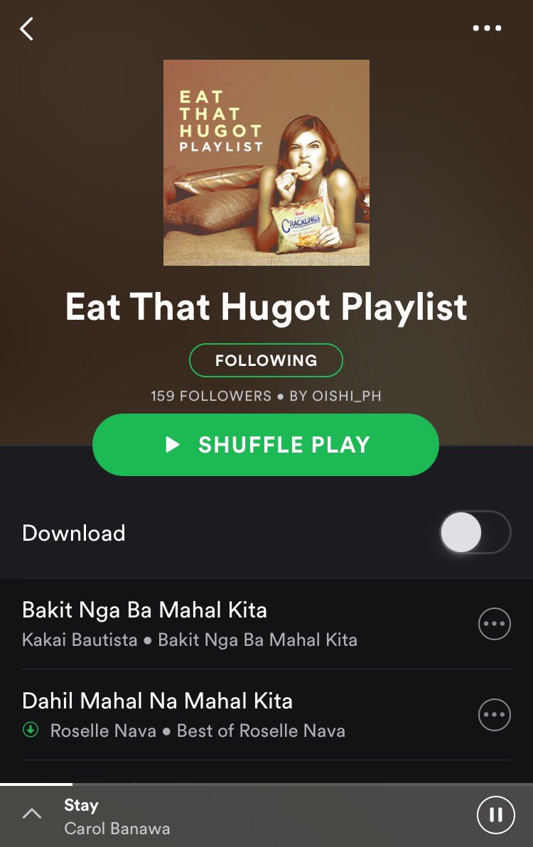 Loving Oishi's Eat that hugot playlist! Hopefully this will put me to sleep, maiba lang! I see you, @kakaibautista 👀