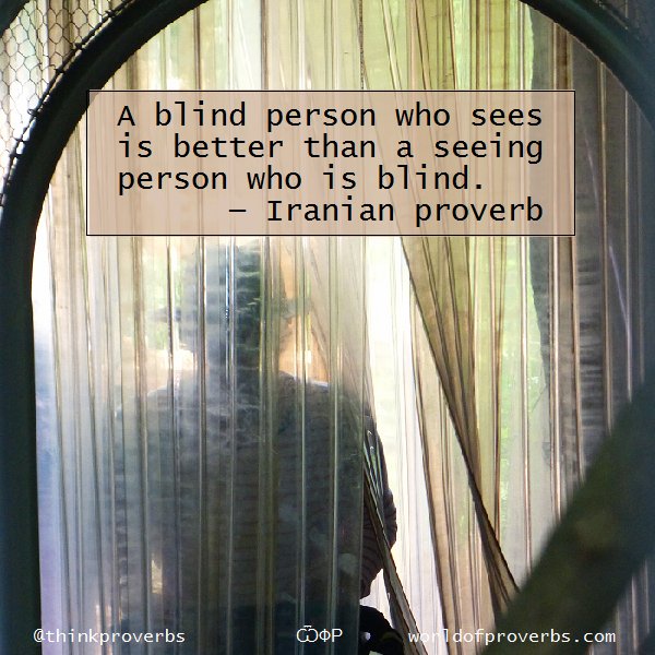 thinkproverbs's tweet image. Iranian Proverb — 
     A blind person who sees is better than a seeing person who is blind . . .

ѾФР | #quotes