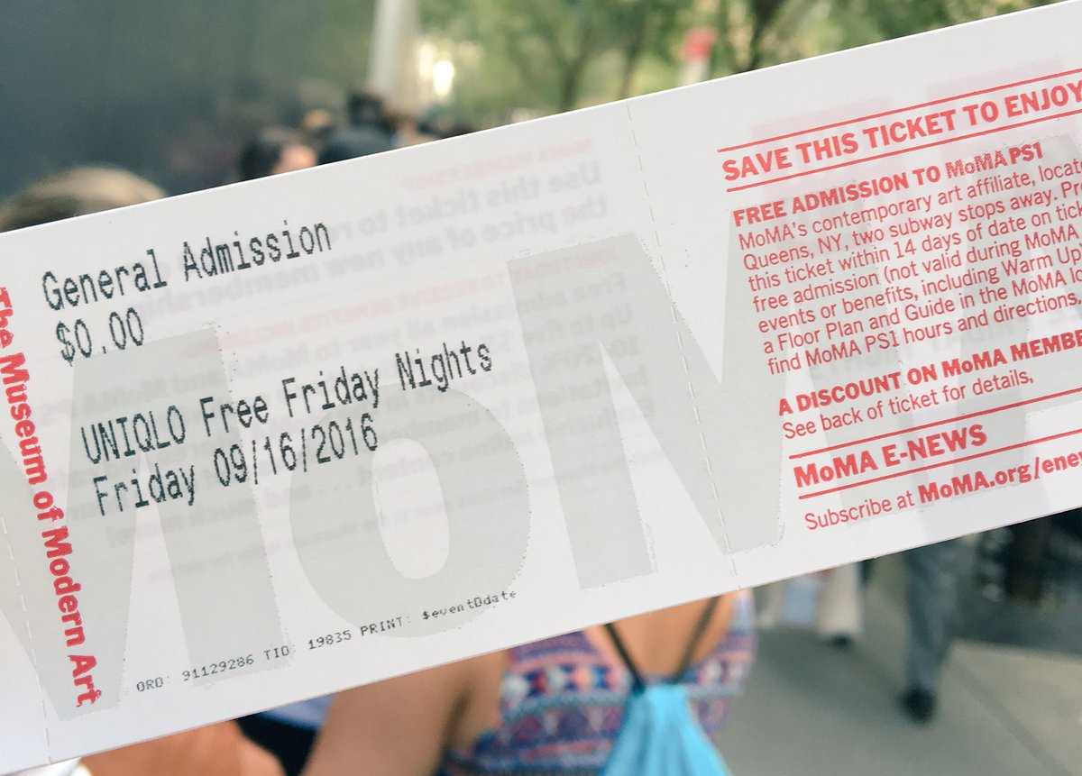Pino Moreno on Twitter: "Thanks @UniqloUSA and #tickets #moma / Twitter