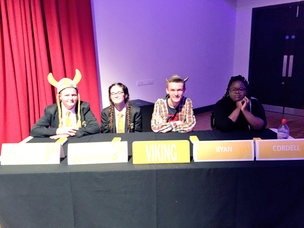 KBAViking's tweet photo. What a team! #Hawdon #Hernandez #Ryan #Cordell #DreamTeam #UniversityChallengeKS4&amp;5 https://t.co/bFJZCsLK3X