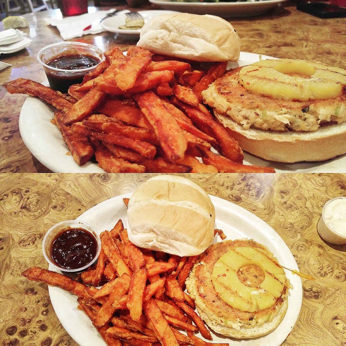SoulSquaresSav's tweet photo. Hoping to make it by the Crystal Beer Parlor today.
#ThatSalmonBurger #WithSweetPotatoFries!😎 https://t.co/IxLChZgdLb