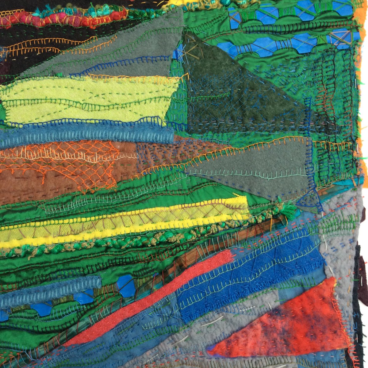 CollingeAnnette's tweet photo. My Capability Brown pieces for the knit and Stitch shows. They are a fusion of earth, water and sky https://t.co/78Z4KnoCa5