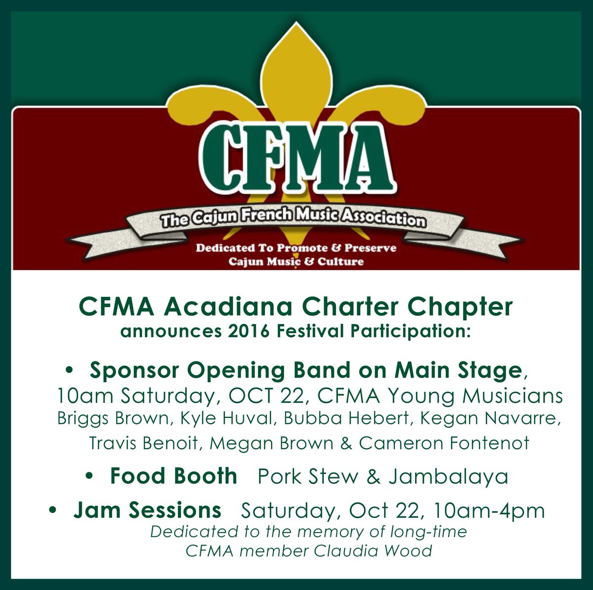 ExperLAFest's tweet image. CFMA announces 2016 Festival Activities! bit.ly/2cCiJy3 #CFMA