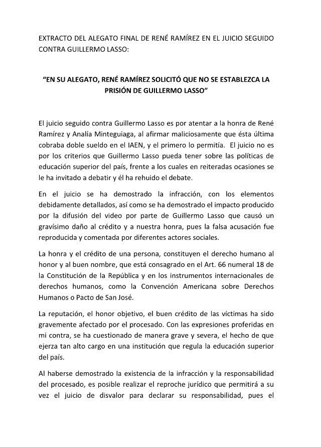 compaiRENE's tweet photo. En mi alegato pido que Lasso no vaya preso, solo me interesa demostrar que mintió: https://t.co/nWqJsWbqoJ. https://t.co/UqqjgzbT9f