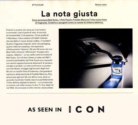 Spotted! Italian magazine <a href="/icon_panorama/">Icon Panorama</a> unveils the inspirations behind #JusboxPerfumes #Music #Perfume