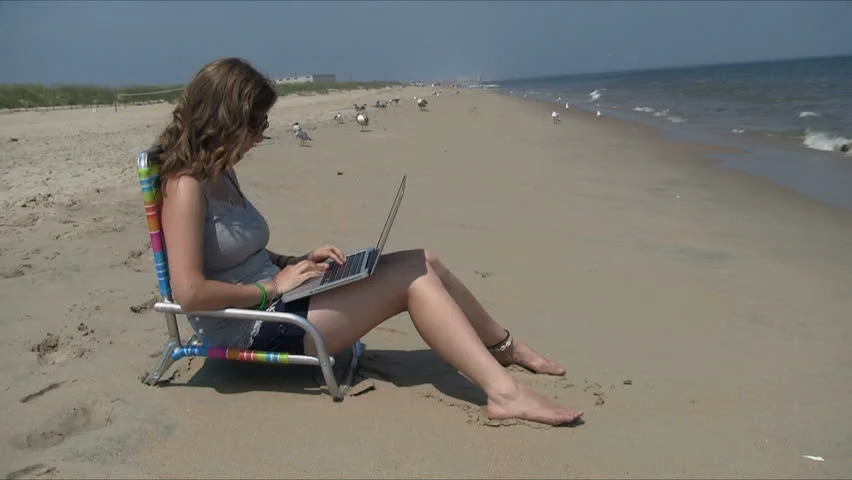 She runs C shells by the seashore