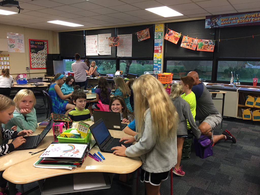 2nd and 5th grade tech buddies creating their own collaborative stories!  #weareandover #MESallstars